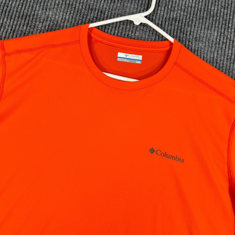 Columbia Shirt Mens Medium Orange Short Sleeve Crew Casual Hiking Outdoor